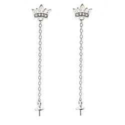 Швензы из серебра, пусеты 40*7мм с фианитами, 1пара