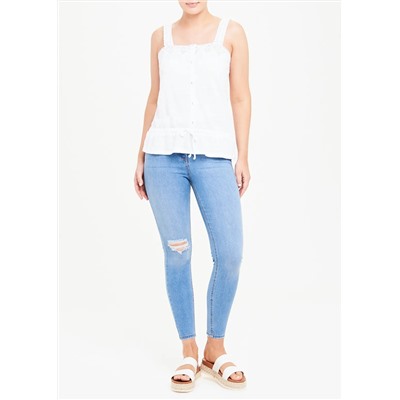 Lace Strap Button Vest Top