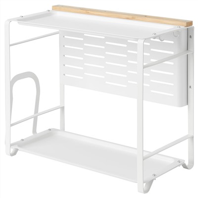 AVSTEG, Miniregal für Arbeitsplatte, Bambus/weiß,, 40x21 cm