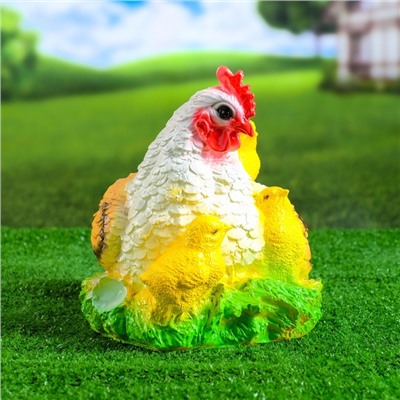 Садовая фигура из гипса «Курица наседка с цыплятами», 27×20×21 см