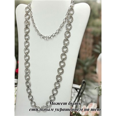 Пояс женский цепочка  с кольцами цвет серебро модель 9