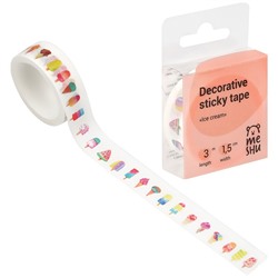 Клейкая лента декоративная MESHU "Ice cream", 1,5см*3м