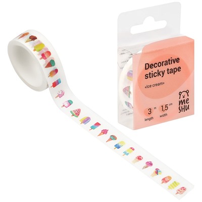 Клейкая лента декоративная MESHU "Ice cream", 1,5см*3м