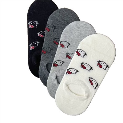 Japanese cartoon cat jacquard boneless socks for women cotton age-reducing versatile silicone anti-slip and shallow mouth invisible socks