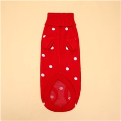 Свитер для животных «Горошек», размер 14 (ДС 32-35, ОГ 35-45, ОШ 22-26 см), красный