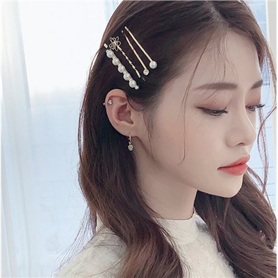 Набор заколок для волос 4 шт. с бусинами и жемчугом