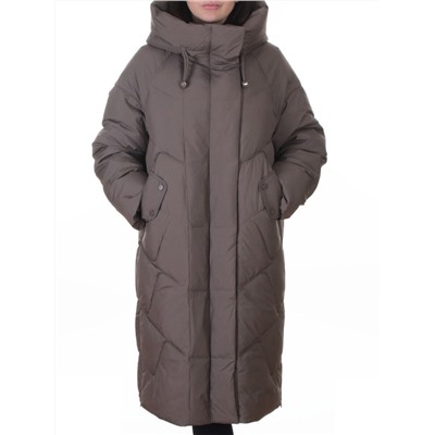 A621 GRAY/BROWN Пальто зимнее женское (200 гр. холлофайбер)