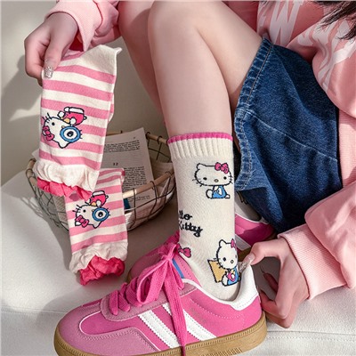 Tide, cotton autumn design cute knee socks, mid-length, internet celebrity, trend of season