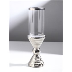 Подсвечник на 1 свечу «Зазеркалье. Зебра», керамика, стекло, d=7.5 см, серебро, 9.5×9.5×29 см