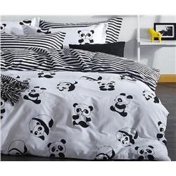 2 сп. Евро Комплект Постельного Белья Çift Kişilik B&W Panda