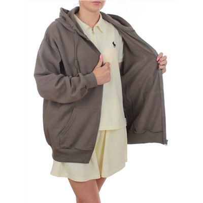3265 KHAKI Худи на молнии женское (95% хлопок, 5% эластан)