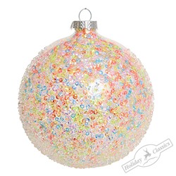 Шар "Ледяной дождь" с разноцветными пайетками (стекло) 10 см