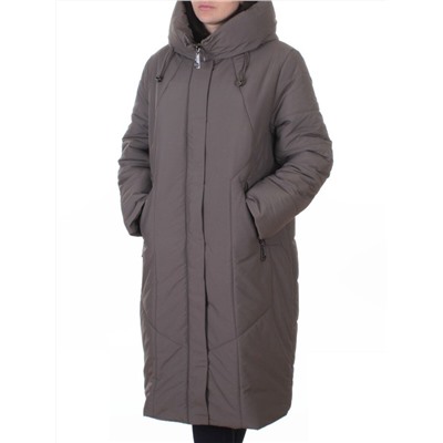 A615 GRAY/BEIGE Пальто зимнее женское (верблюжья шерсть, 120 гр. холлофайбер)