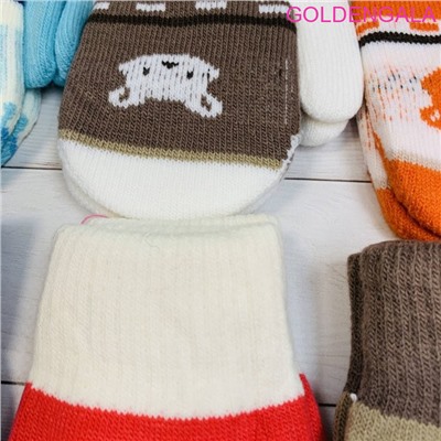 Детские варежки теплые с начесом длина 15 см Арт 3 тип 2