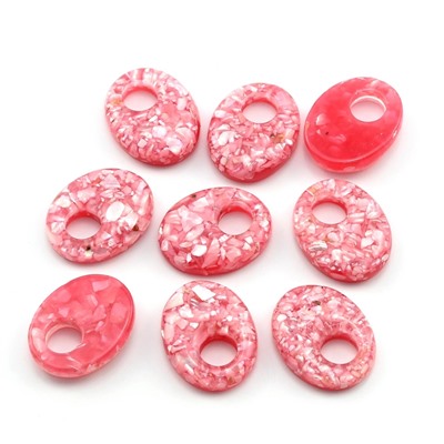Бусина - бублик для швенз с перламутром 18*22мм цв.клубничный, 1шт
