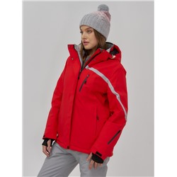 Горнолыжная куртка женская зимняя красного цвета 7017Kr