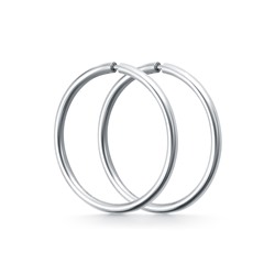 Серьги родированные сеч.круг 1,3 d-15 мм серебро 925*