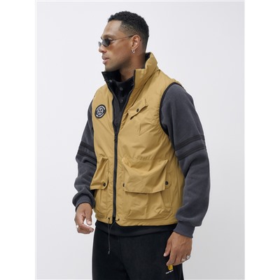 Жилет мужской утепленный спортивный горчичного цвета 15323G