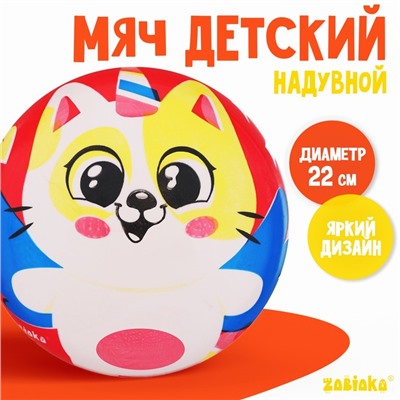 Мяч детский «Котик», 22 см, 60 г, цвета МИКС