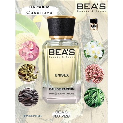 Beas U726 Tiziana Terenzi Casanova edp 50 ml, Парфюм унисекс Beas U726 создан по мотивам аромата Tiziana Terenzi Casanova