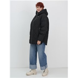 Куртка женская демисезонная с капюшоном черного цвета 1140Ch