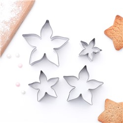 Формы для печенья «Лепестки розы», набор 4 шт., металл, серебристые