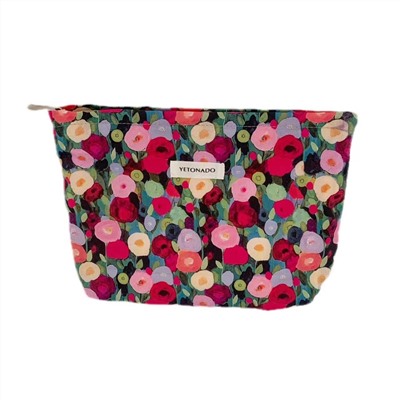 Capacious cosmetic bag, handheld organizer bag to go out, travel bag, liner, floral print