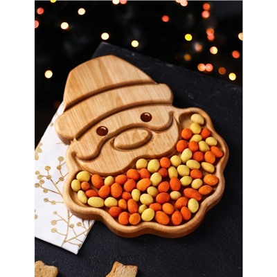 Менажница Adelica «Новогодний Дед Мороз», 28×22×1.8 см, пропитана маслом, дерево берёза