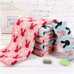 Export towels, home furnishings, four-layer cotton jacquard gauze rabbit face towel, soft water absorption souvenir factory price, four-layer thicker