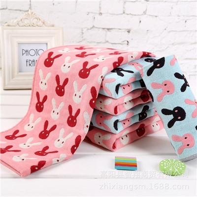 Export towels, home furnishings, four-layer cotton jacquard gauze rabbit face towel, soft water absorption souvenir factory price, four-layer thicker