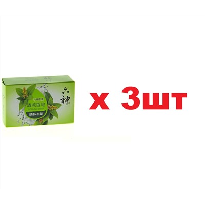 Liushen Мыло туалетное Освежающее Китайская камелия + Корень солодки 90г 3шт