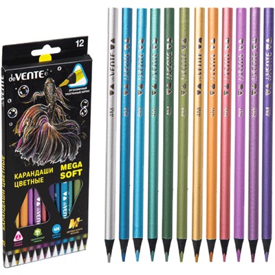 Карандаши 12цв "deVENTE. Triolino Ultra 4М. Metallic" 4М 3мм для рисования на черной бумаге трёхгранные 5022336/Китай