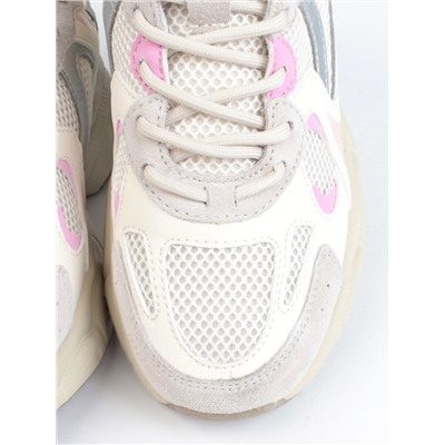 05-P256-3 BEIGE/PINK Кроссовки женские (искусственные материалы, сетка)