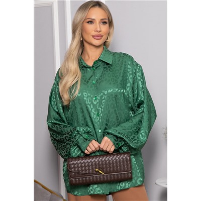 Рубашка атласная Все мысли о тебе (зеленая) Б14504-7М
