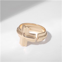 Кольцо «Минимал» крестик, цвет золото, безразмерное