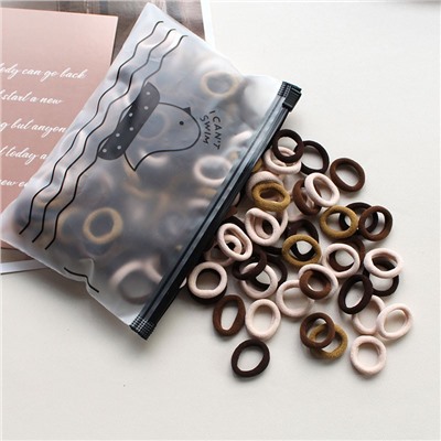 Набор резиночек для волос 100 шт. в косметичке с Птичкой, диаметр 2 см. ЧЕРНЫЕ+КОРИЧНЕВЫЕ