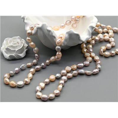 Бусы длинные из жемчуга барокко 8*10мм цвет белый, кремовый, розовый, 110см