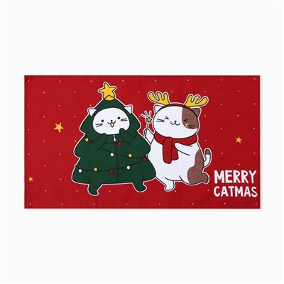 Набор новогодних полотенец "Доляна" Merry catmas 35х60см-3 штуки,100% хлопок 160 г/м2
