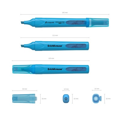 Маркер текстовыделитель ErichKrause Liquid Visioline V-14 Neon, 0.6-4.0 мм, жидкие чернила на водной основе, голубой