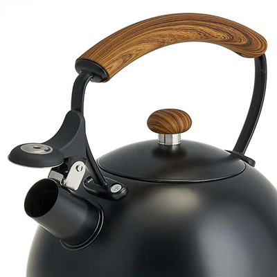 Чайник 2,5 л из нержавеющей стали со свистком, индукционное дно WEBBER BE-0603 черный, ручка дерево