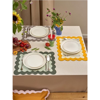 Салфетка под приборы с контрастным кантом серого цвета из коллекции Trendy Ruffles, 35х45 см