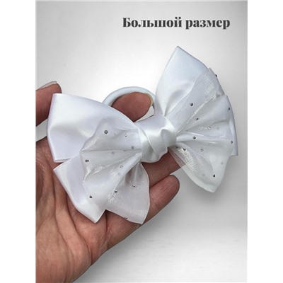 Бантик на эластичной резинке белый 6 шт Арт 6
