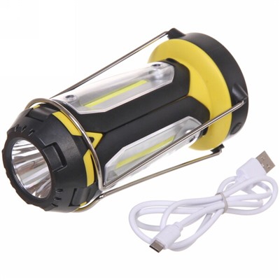 Фонарь туристический, 6 режимов, 1XPE+3COB,  аккумуляторная батарея 1200mAh, 7*14.5см, USB 8801