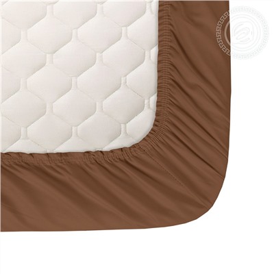 Простыня на резинке из сатина Коричневый Арт Дизайн