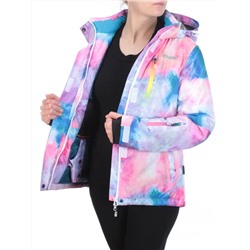W1609-2 PINK/BLUE PRINT Куртка горнолыжная женская ERUITOR (100 гр. холлофайбера)