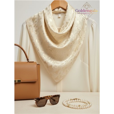 Платок однотонный из натурального шелка золотисто-бежевый светлый Арт В1051/30