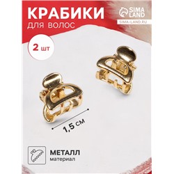 Крабик для волос «Шерри», набор 2 шт., классика дуга, 1.5 см, золото