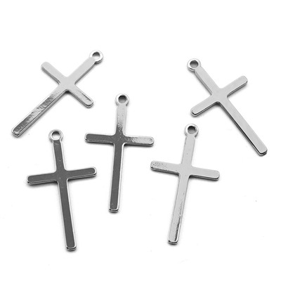 Подвеска Крестик 13*26мм серебристый