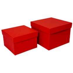 Набор коробок - квадрат 2 шт, Красный штукатурка 5, 10,5*10,5*7,3-12,5*12,5*7,3 см.