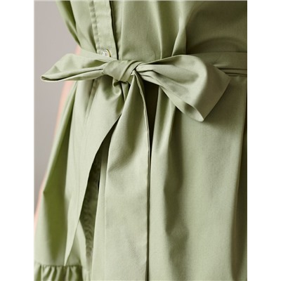 Платье А-силуэта с поясом из легкого хлопкового поплина